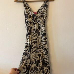 Zaful Black and Cream Patterned Midi Dress
